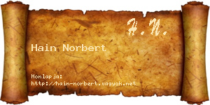 Hain Norbert névjegykártya